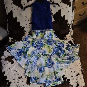 Xtraordinary Blue and White Ruffled Tiered Sundress